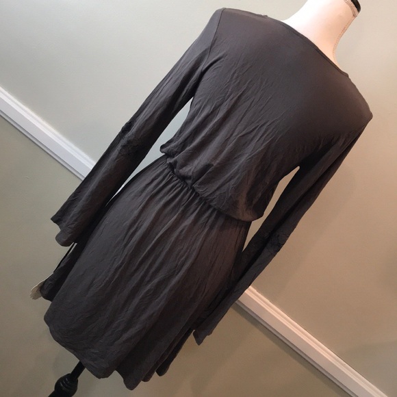 Knox Rose Grey BoHo Dress Bell Sleeve - Picture 3 of 5